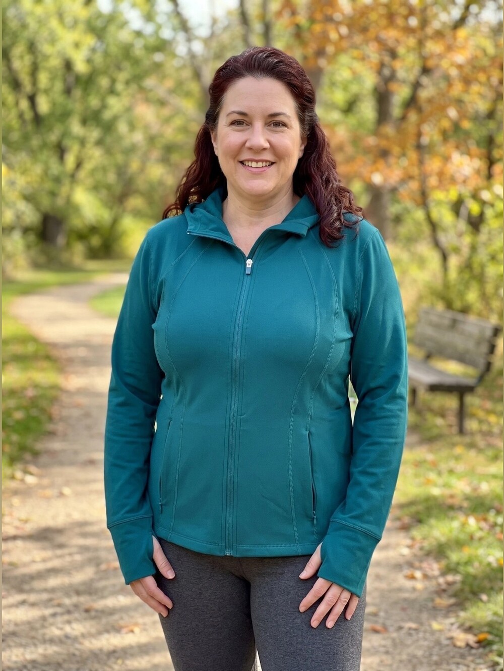 🆕 Danskin Winter Tech Fleece Lined Hooded Luxe Yoga Jacket Womens XL Dark Teal